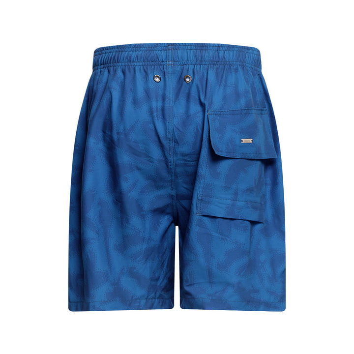 Mundo Unico Guacamaya board shorts in blue – tropical macaw parrot print swim shorts