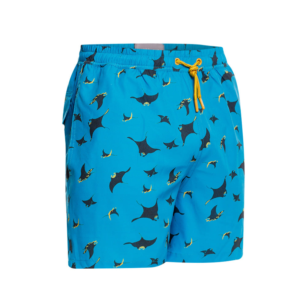 Mundo Unico Mabula board shorts in blue – mid-length quick-dry swim shorts