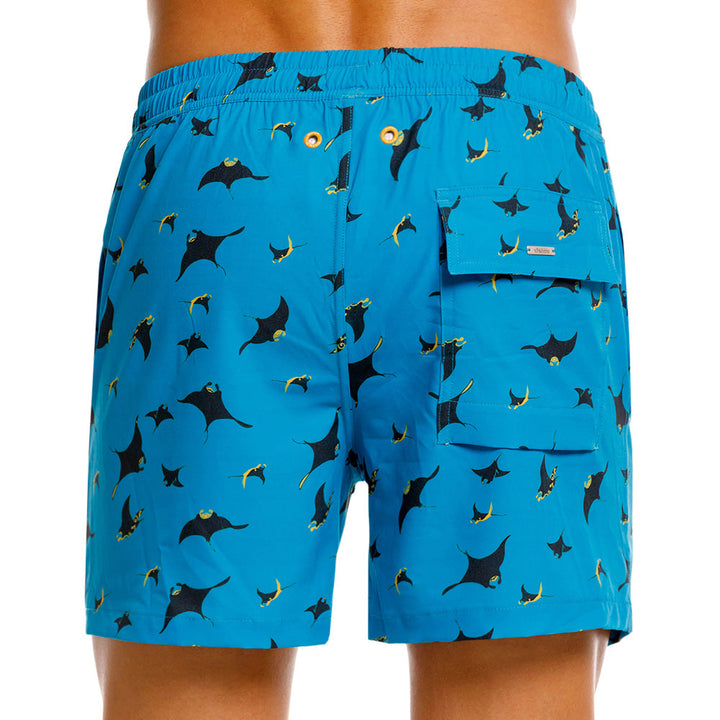 Mundo Unico Mabula board shorts in blue – mid-length quick-dry swim shorts