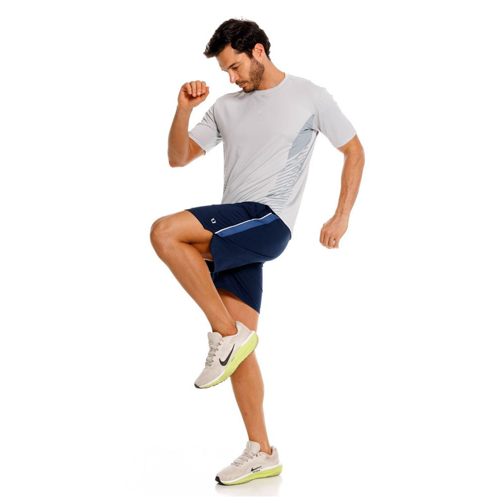 Mundo Unico Longitud athletic shorts in blue – Action Tech contrast panel performance training shorts