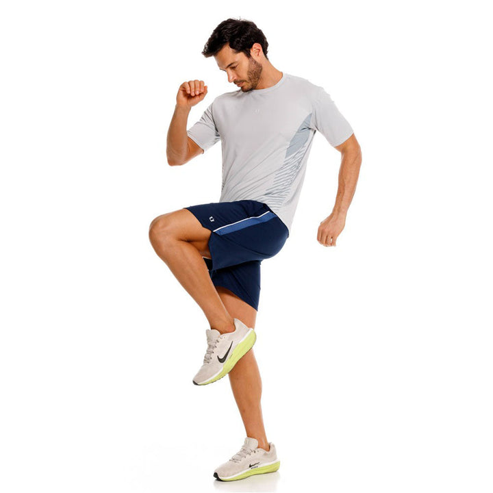Mundo Unico Longitud athletic shorts in blue – Action Tech contrast panel performance training shorts