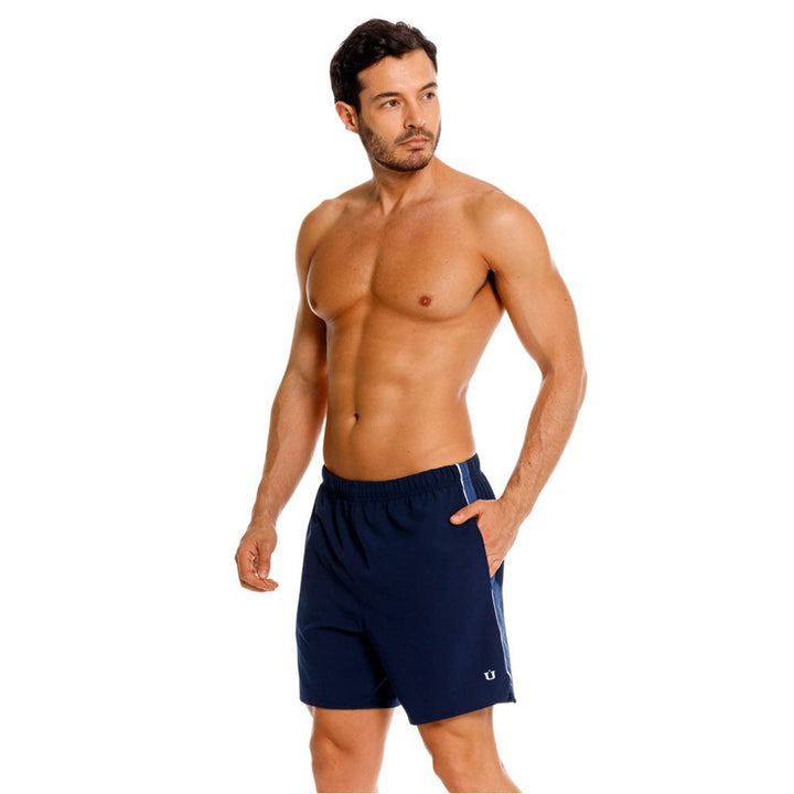 Mundo Unico Longitud athletic shorts in blue – Action Tech contrast panel performance training shorts