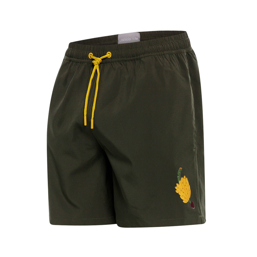 Mundo Unico Racimo board shorts in green – grape bunch print mid-length swim shorts