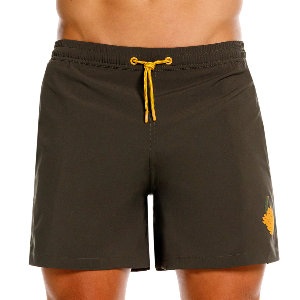 Mundo Unico Racimo board shorts in green – grape bunch print mid-length swim shorts