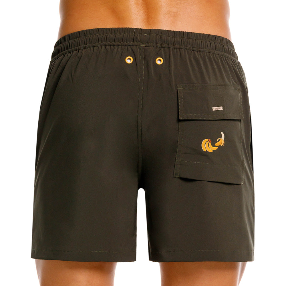 Mundo Unico Racimo board shorts in green – grape bunch print mid-length swim shorts
