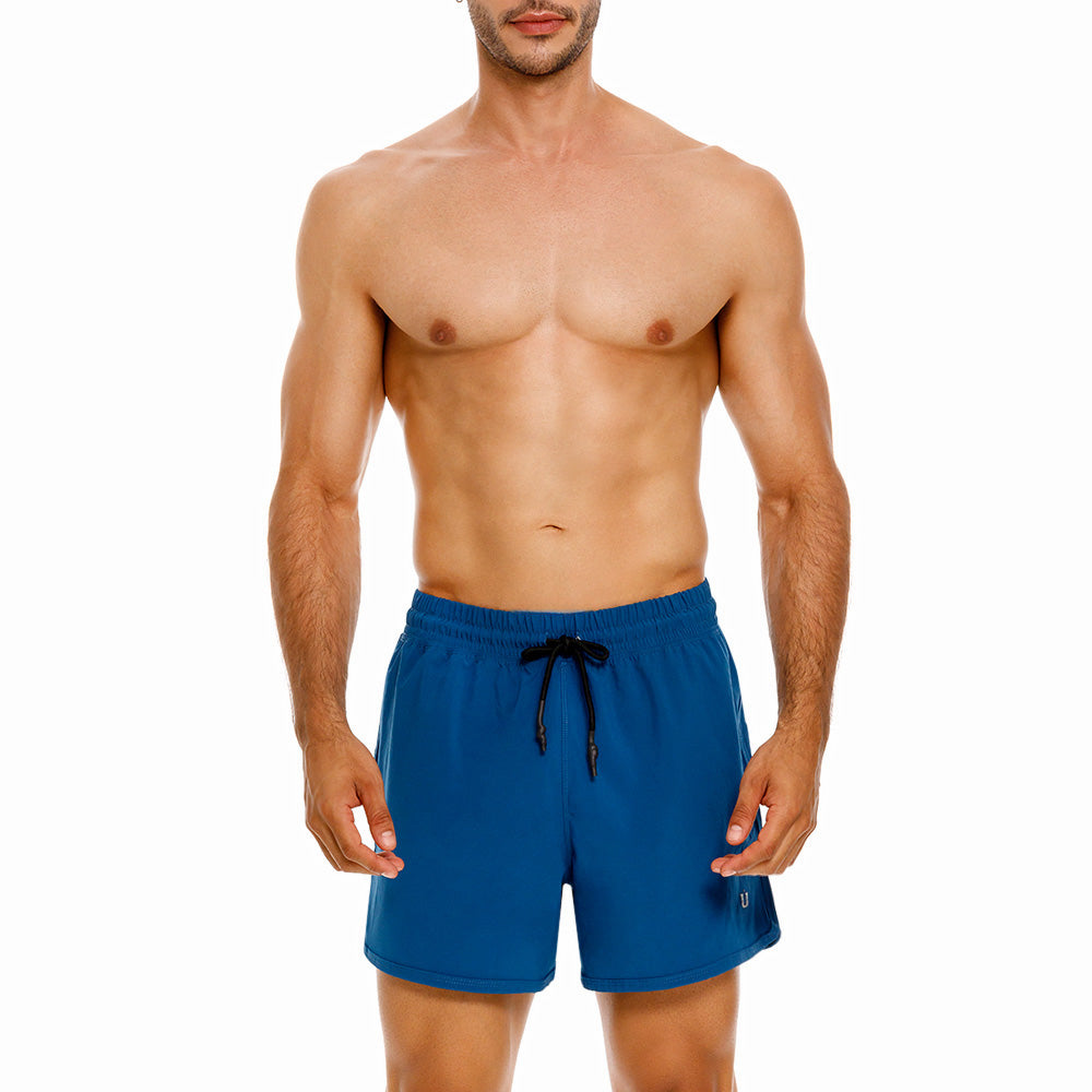 Mundo Unico Intervalos running shorts in blue – towel tunnel zip pocket reflective training shorts