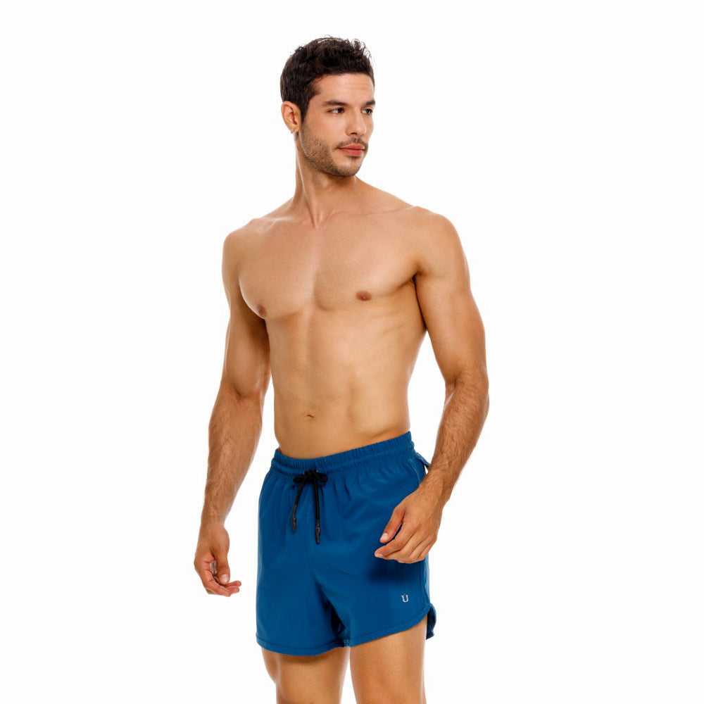 Mundo Unico Intervalos running shorts in blue – towel tunnel zip pocket reflective training shorts