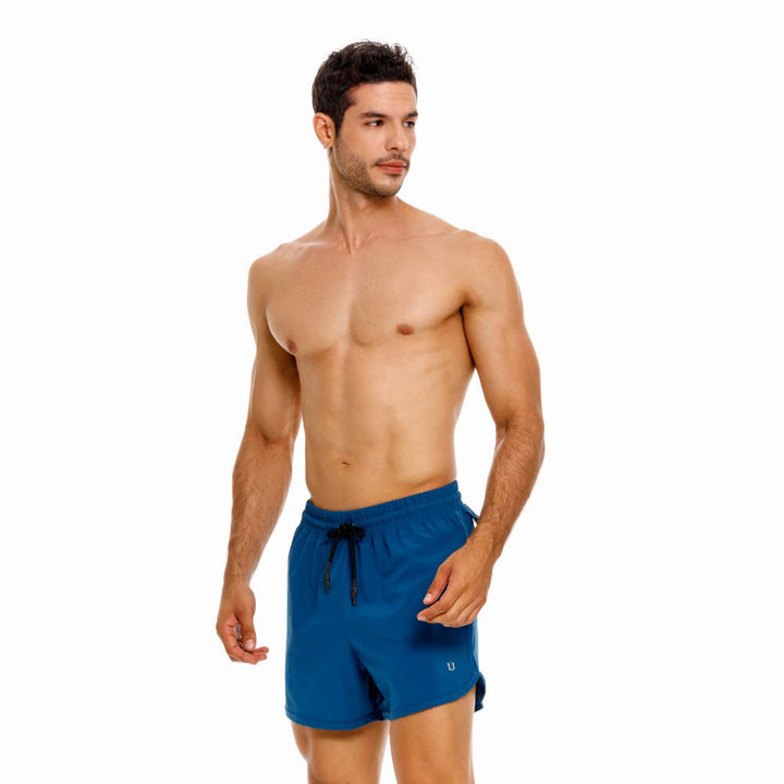 Mundo Unico Intervalos running shorts in blue – towel tunnel zip pocket reflective training shorts