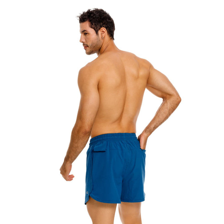 Mundo Unico Intervalos running shorts in blue – towel tunnel zip pocket reflective training shorts