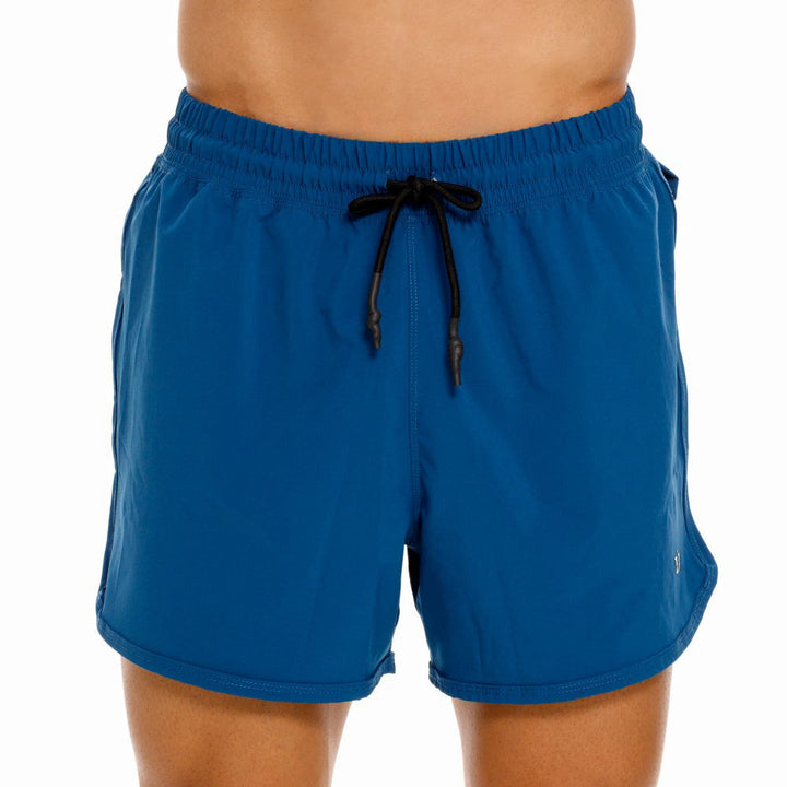 Mundo Unico Intervalos running shorts in blue – towel tunnel zip pocket reflective training shorts
