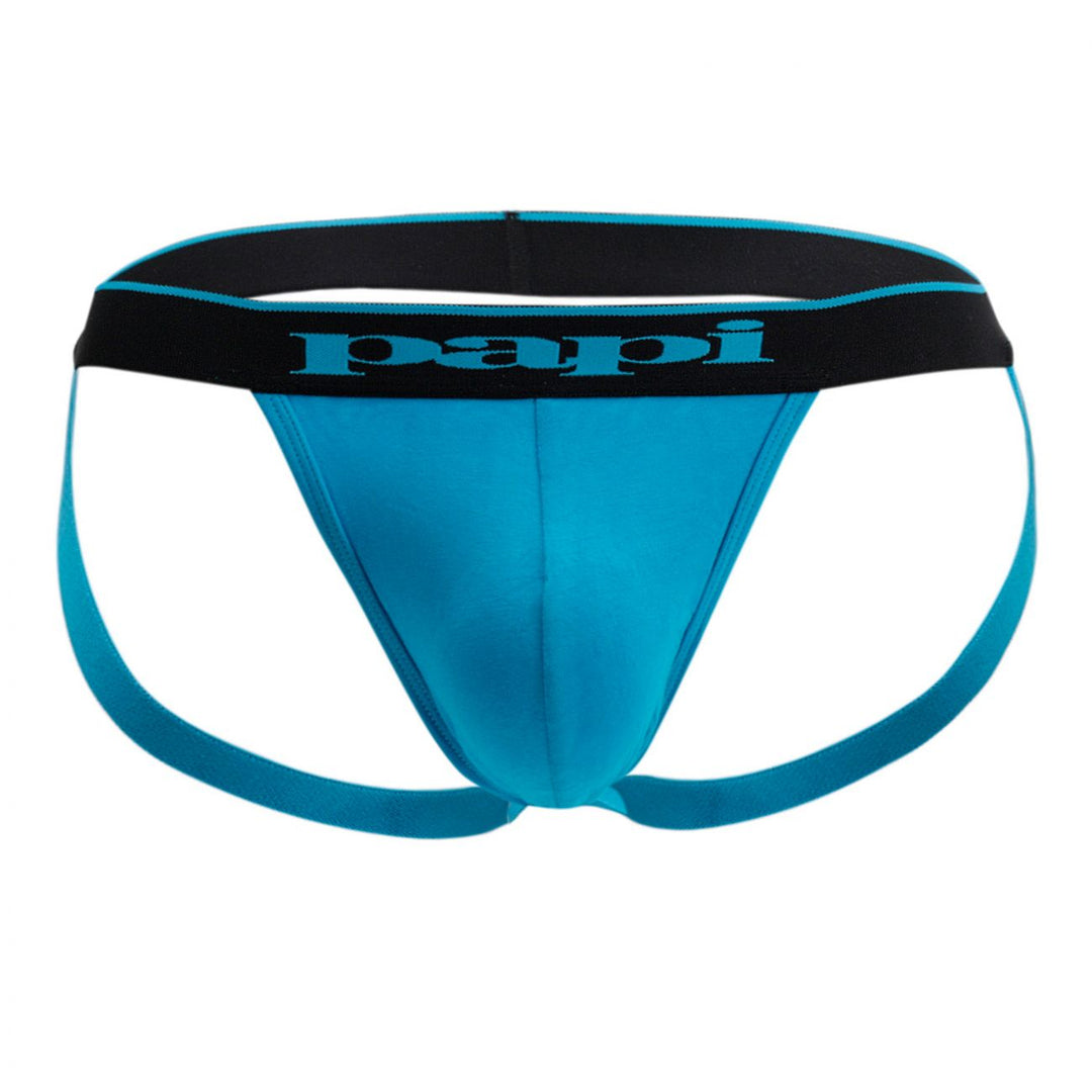 Papi 3-pack men's cotton stretch jockstraps in black cobalt and blue – athletic supporters