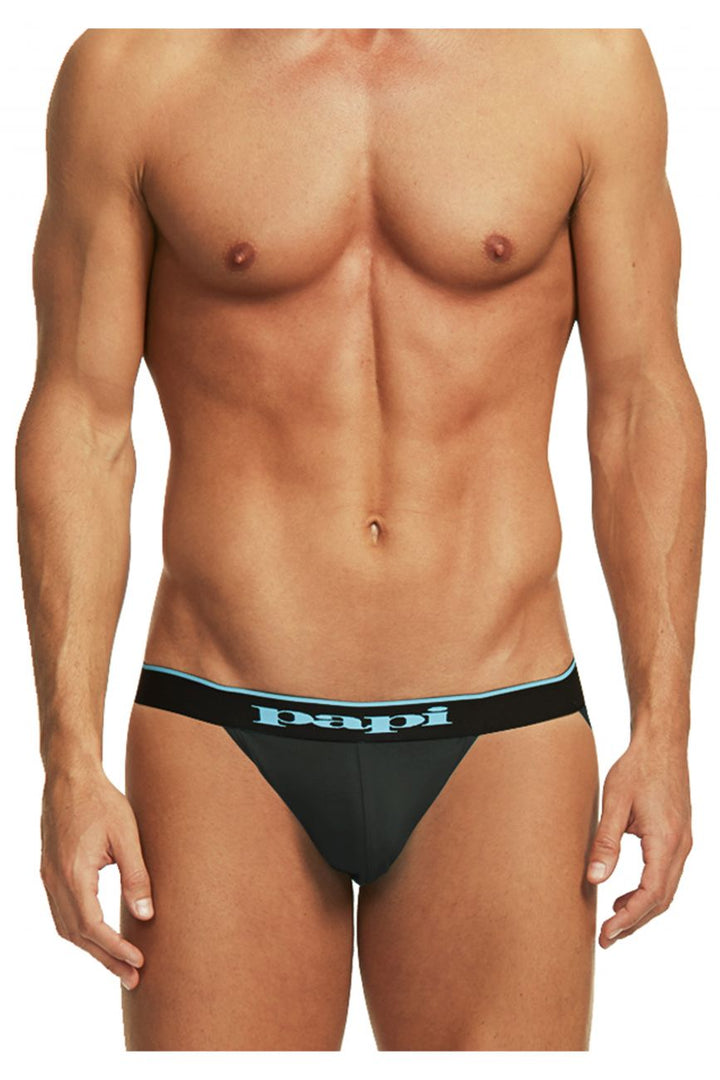 Papi 3-pack men's cotton stretch jockstraps in black cobalt and blue – athletic supporters