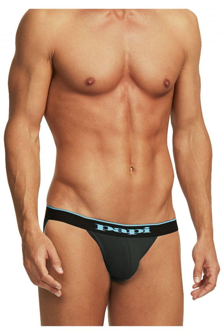 Papi 3-pack men's cotton stretch jockstraps in black cobalt and blue – athletic supporters