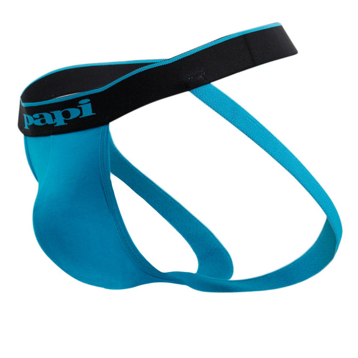 Papi 3-pack men's cotton stretch jockstraps in black cobalt and blue – athletic supporters