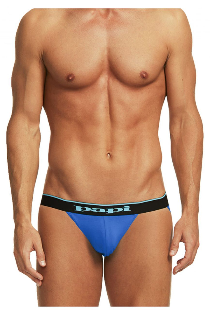 Papi 3-pack men's cotton stretch jockstraps in black cobalt and blue – athletic supporters