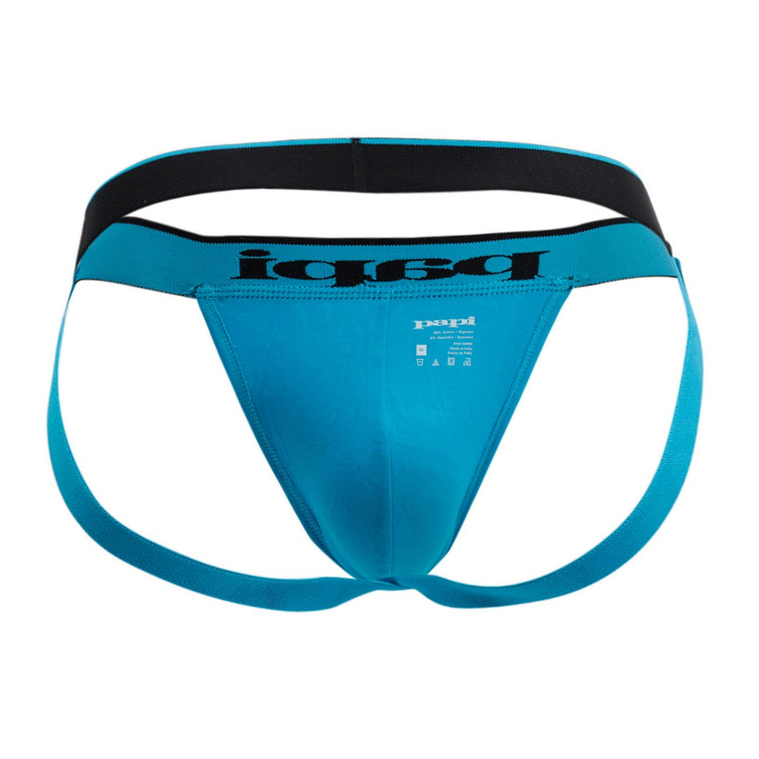 Papi 3-pack men's cotton stretch jockstraps in black cobalt and blue – athletic supporters
