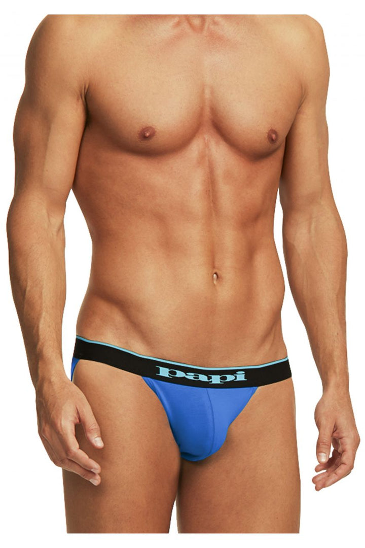 Papi 3-pack men's cotton stretch jockstraps in black cobalt and blue – athletic supporters