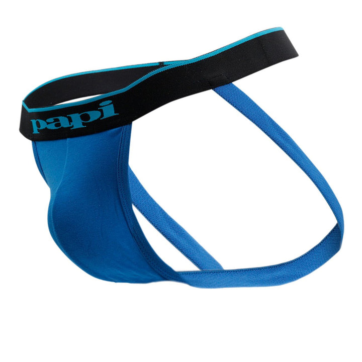 Papi 3-pack men's cotton stretch jockstraps in black cobalt and blue – athletic supporters