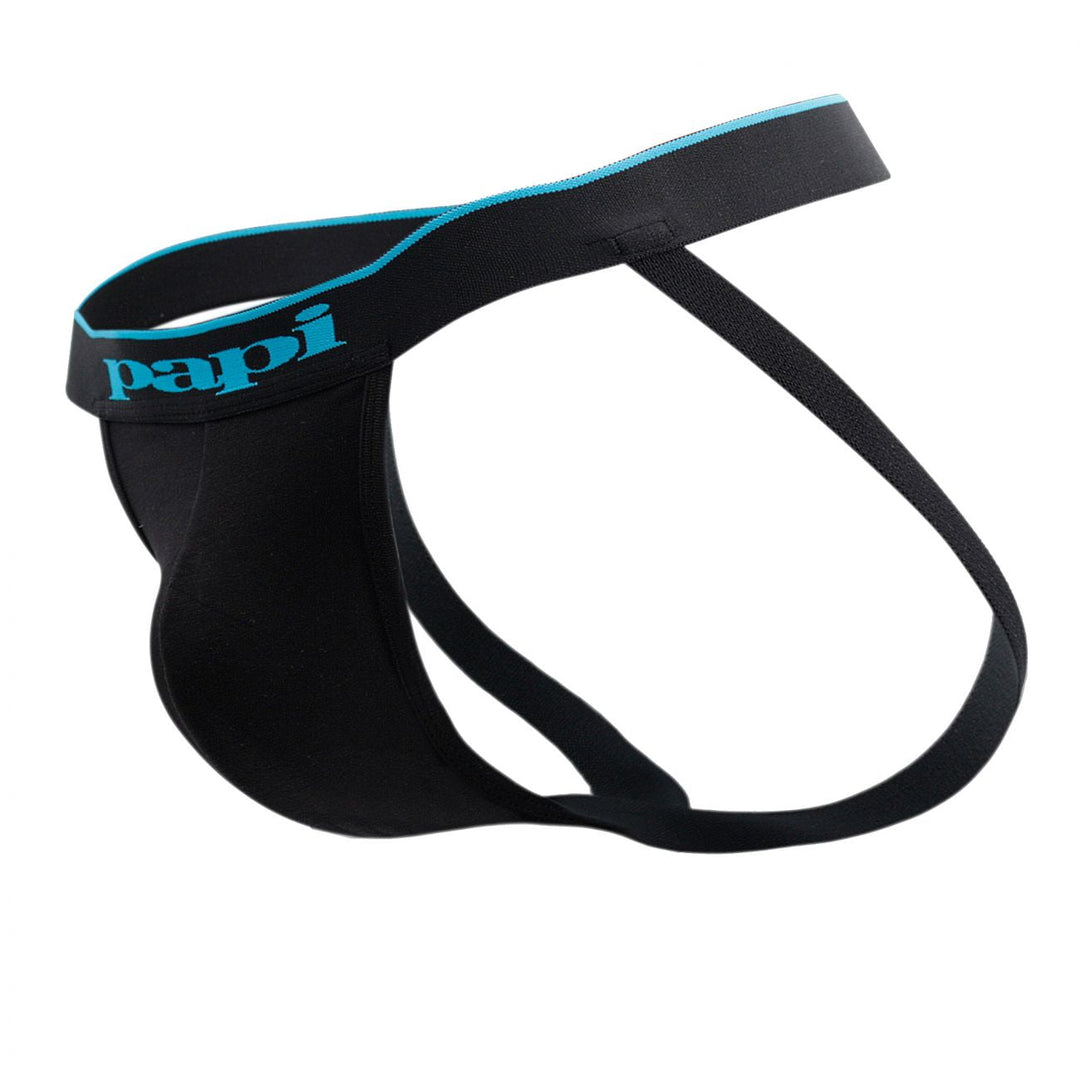 Papi 3-pack men's cotton stretch jockstraps in black cobalt and blue – athletic supporters