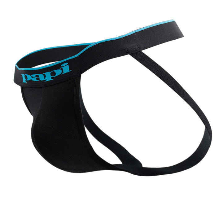 Papi 3-pack men's cotton stretch jockstraps in black cobalt and blue – athletic supporters