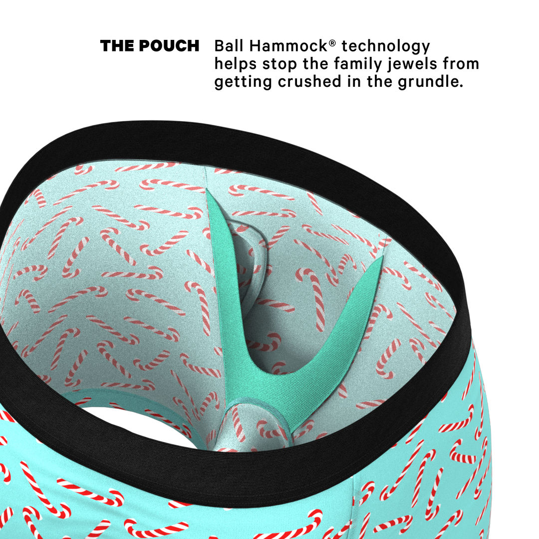 Shinesty "Peppermint Pimp Canes" Candy Cane Ball Hammock® Boxer Briefs with Fly