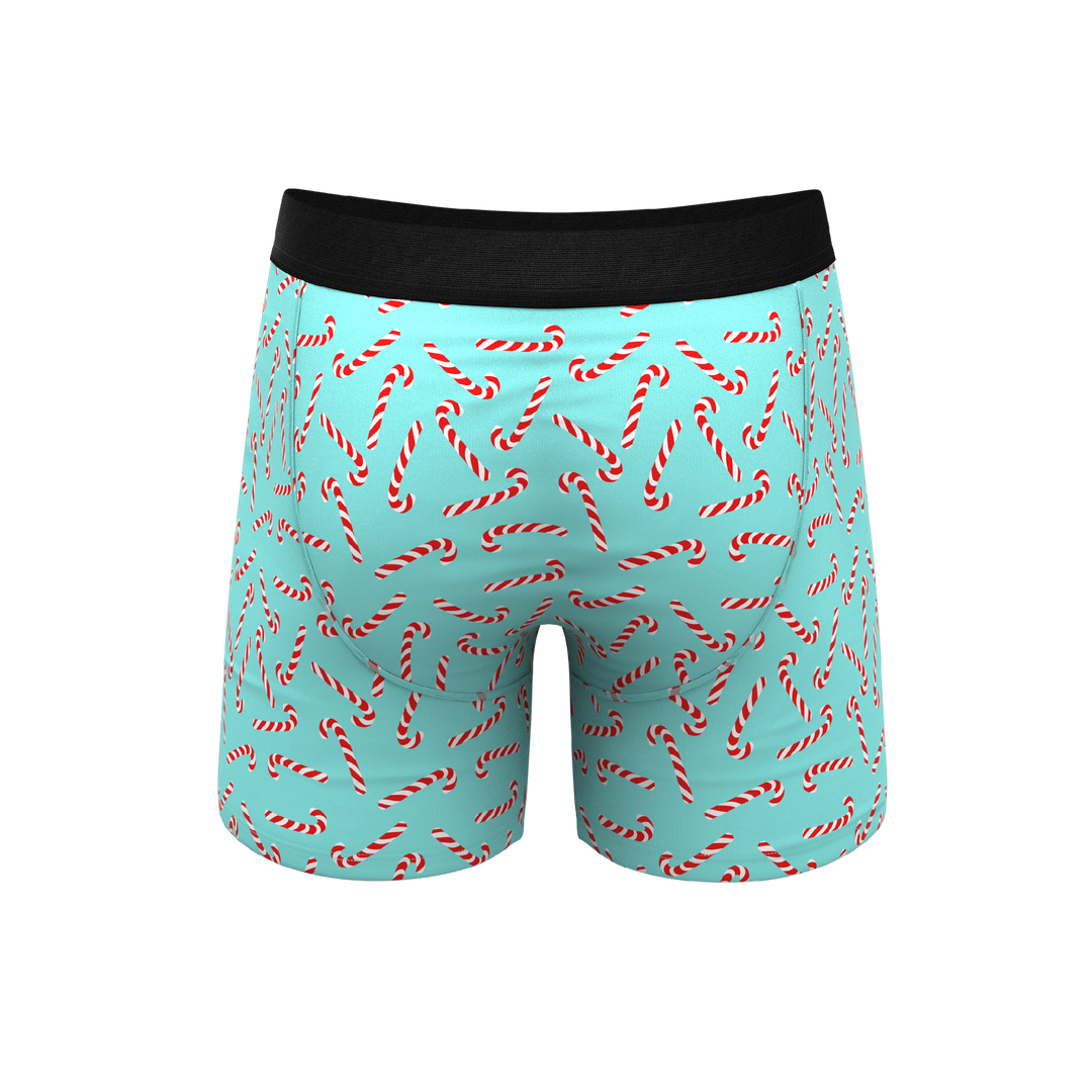 Shinesty "Peppermint Pimp Canes" Candy Cane Ball Hammock® Boxer Briefs with Fly