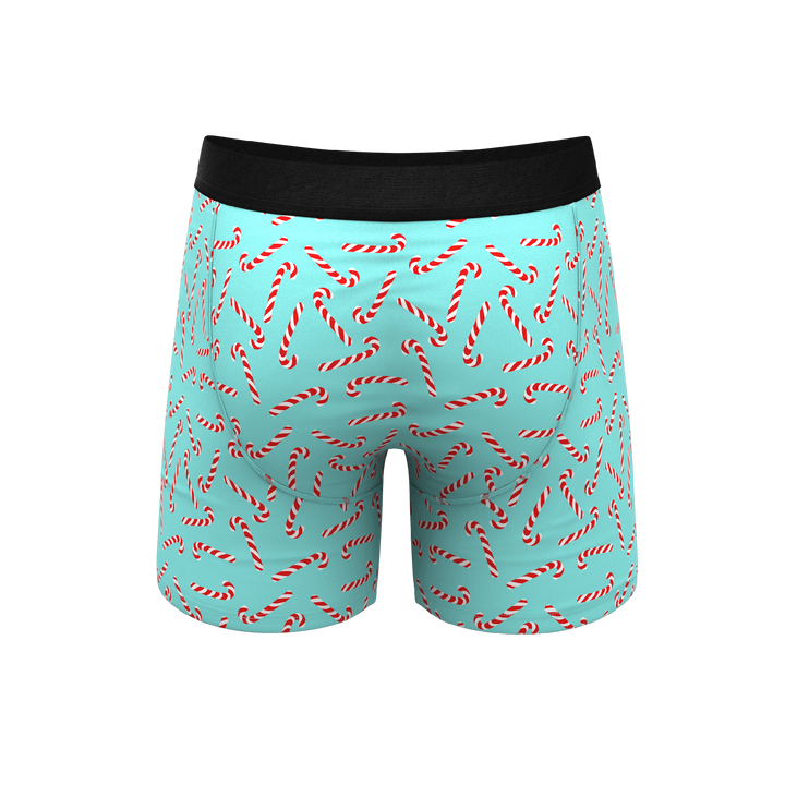 Shinesty "Peppermint Pimp Canes" Candy Cane Ball Hammock® Boxer Briefs with Fly