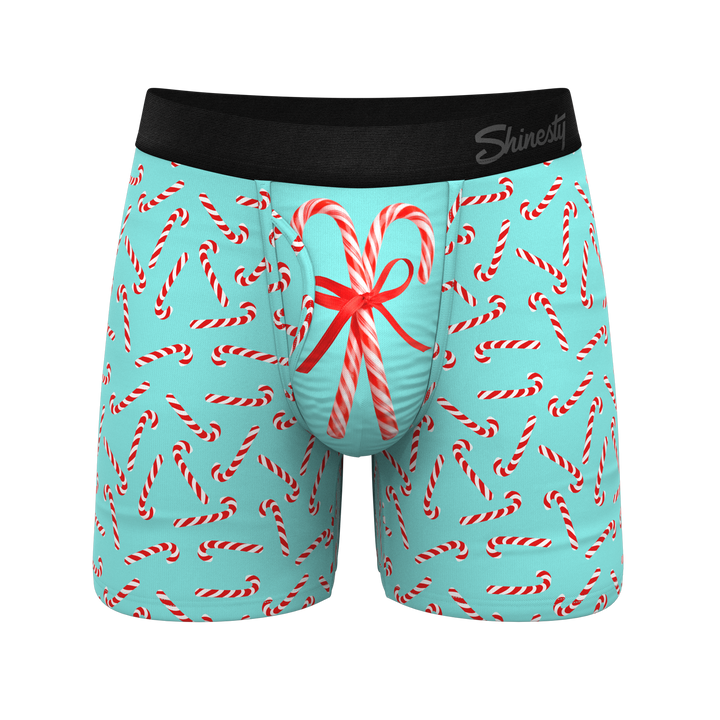 Shinesty "Peppermint Pimp Canes" Candy Cane Ball Hammock® Boxer Briefs with Fly