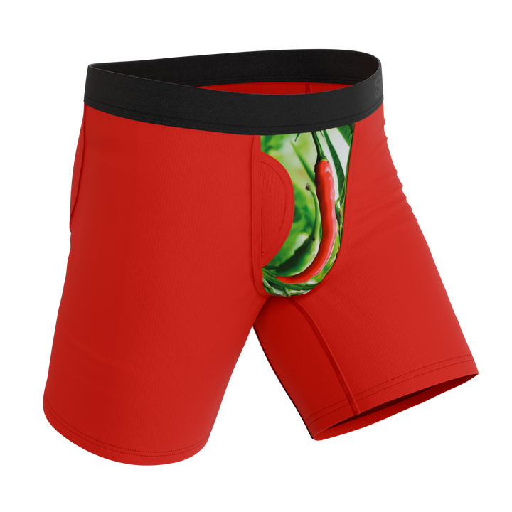Men's Ball Hammock® Long Leg Boxer Briefs - The Picante - Chili Pepper Print