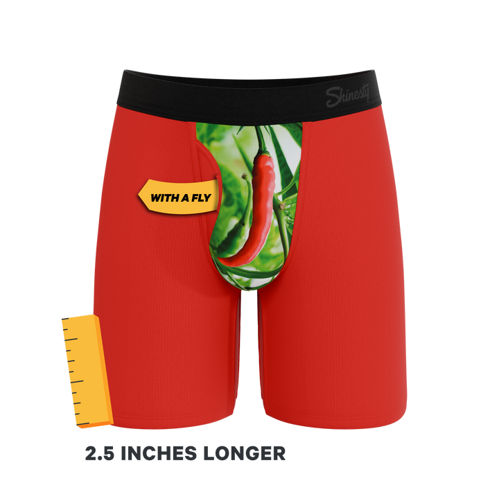 Men's Ball Hammock® Long Leg Boxer Briefs - The Picante - Chili Pepper Print