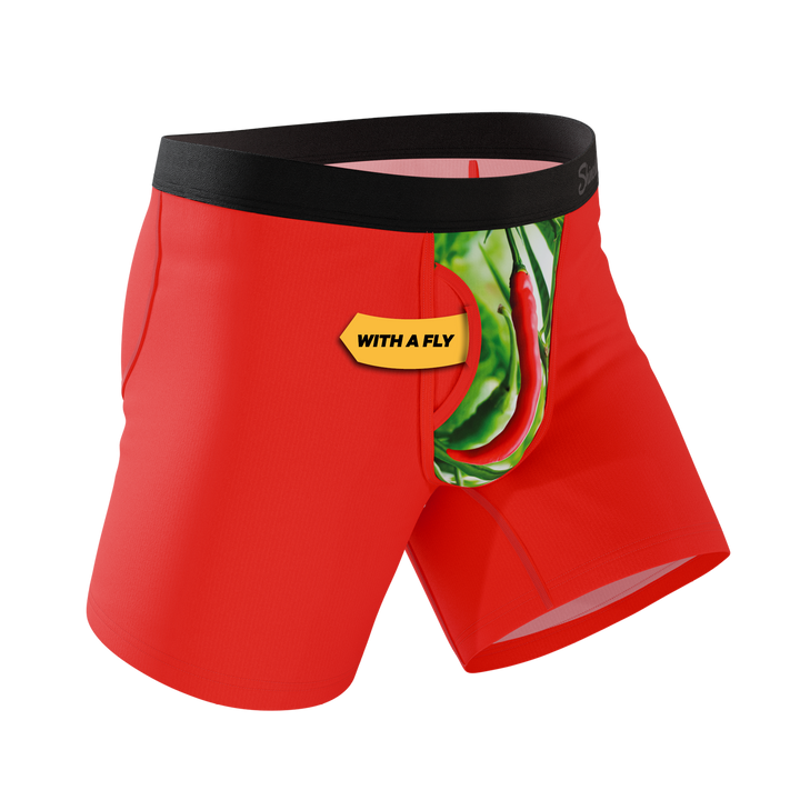 Men's Ball Hammock® Boxer Briefs with Fly - The Picante - Chili Pepper Print