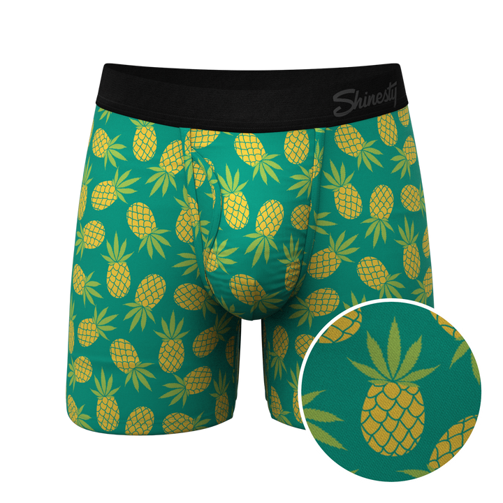 Shinesty "Pineapple Express" Tropical Ball Hammock® Pouch Boxer Briefs with Fly