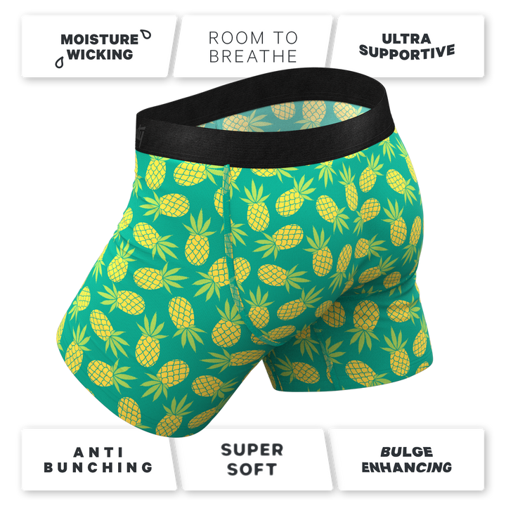 Shinesty "Pineapple Express" Tropical Ball Hammock® Pouch Boxer Briefs with Fly