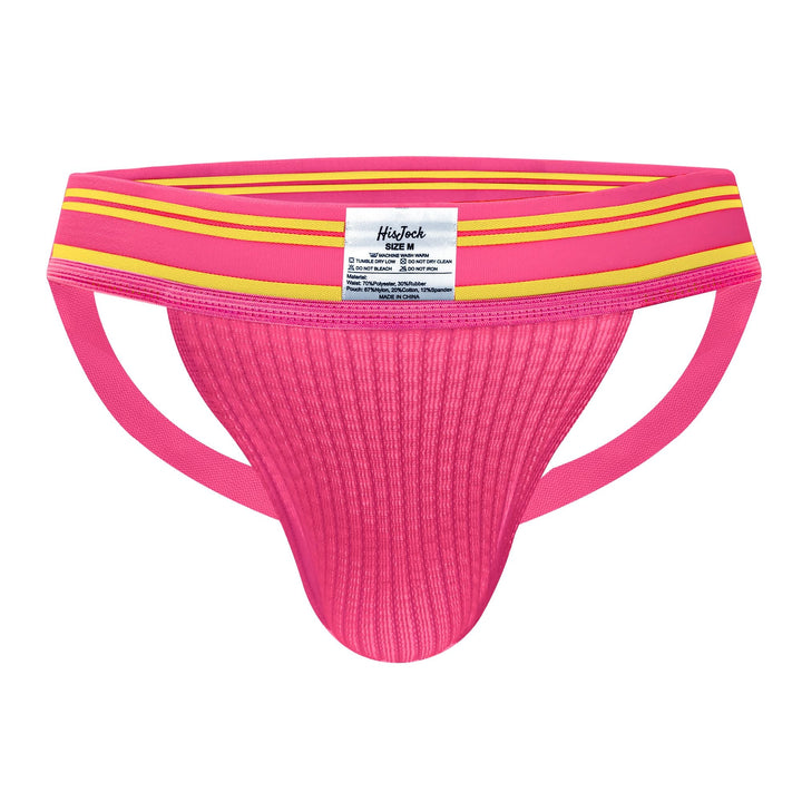 HisJock Core Jock in Circuit Party Pink 2 inch waistband – men's pink athletic jockstrap