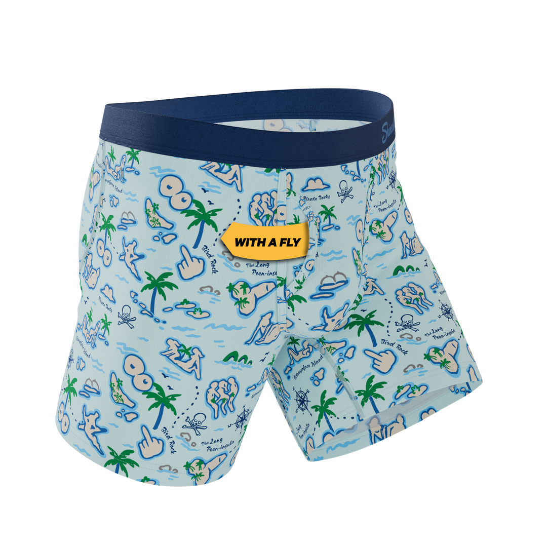 Shinesty The Pirates Booty naughty map Ball Hammock boxer briefs with fly – novelty underwear