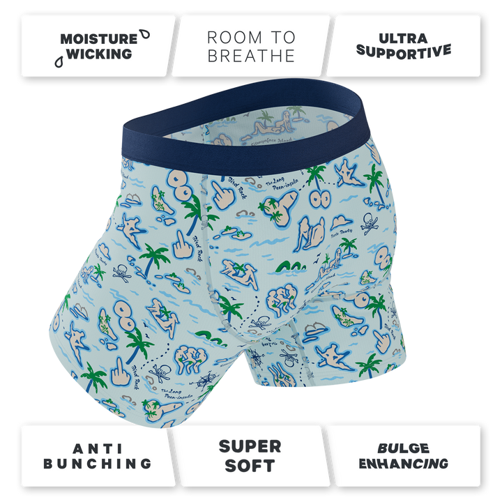 Shinesty The Pirates Booty naughty map Ball Hammock boxer briefs with fly – novelty underwear