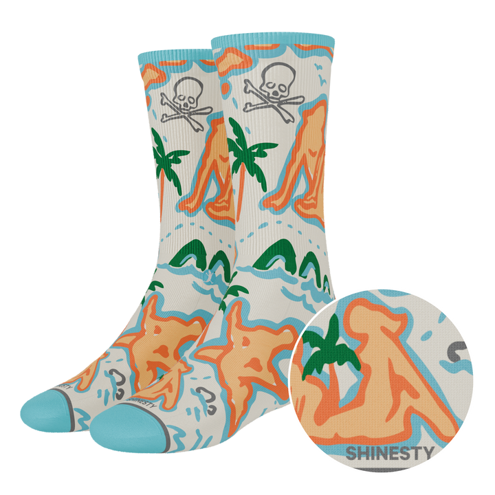 The Pirate's Booty | Naughty Map Men's Heel Hammock™ Crew Socks