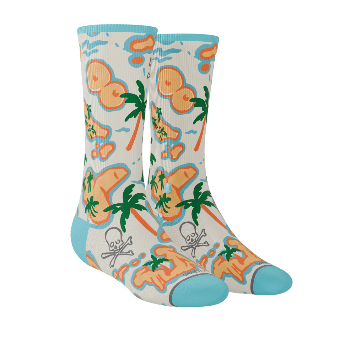The Pirate's Booty | Naughty Map Men's Heel Hammock™ Crew Socks