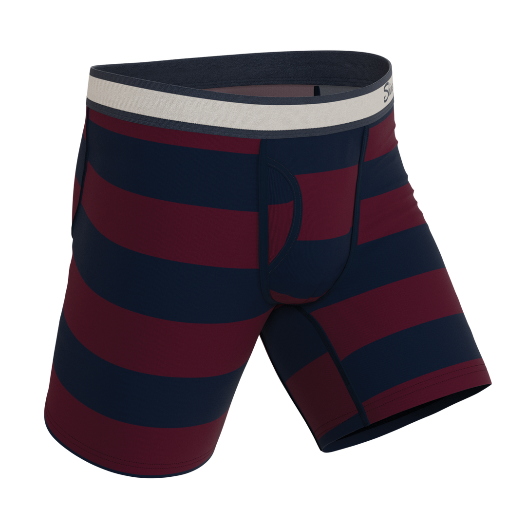 Shinesty The Pitch rugby stripe Ball Hammock long leg underwear with fly – men's rugby stripe long leg boxer