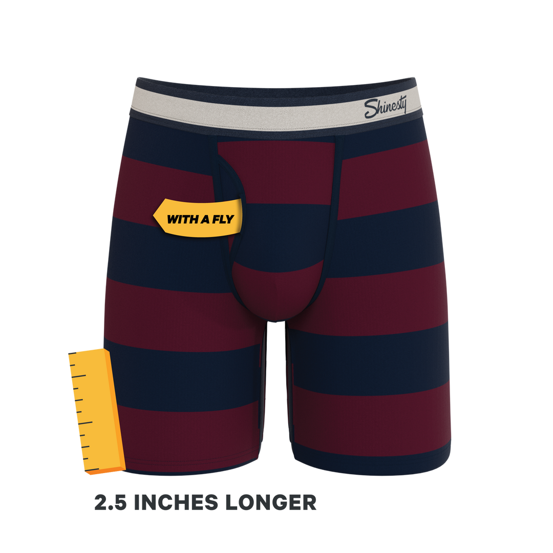 Shinesty The Pitch rugby stripe Ball Hammock long leg underwear with fly – men's rugby stripe long leg boxer