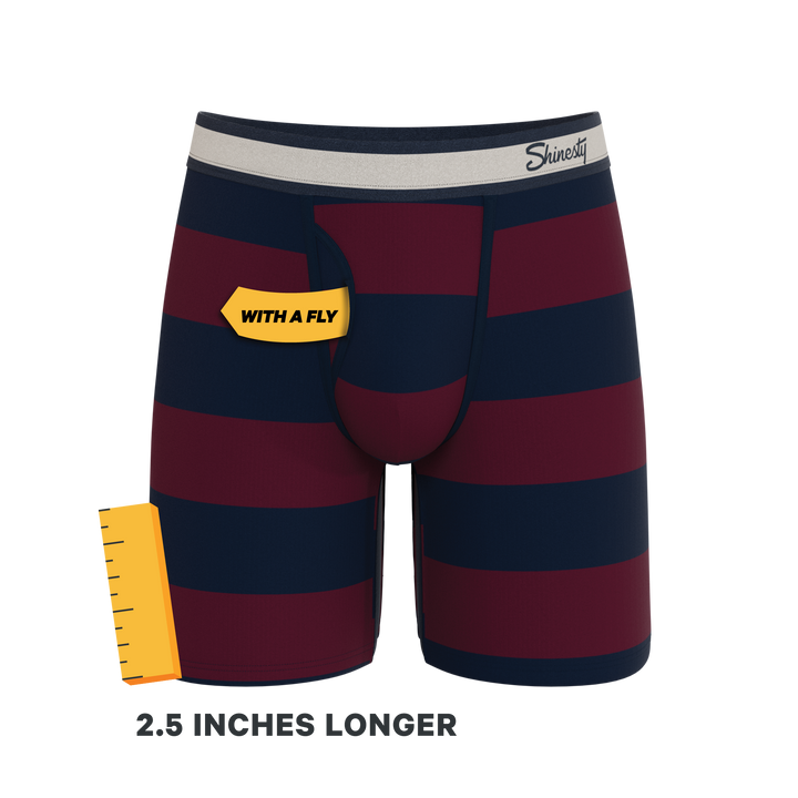 Shinesty The Pitch rugby stripe Ball Hammock long leg underwear with fly – men's rugby stripe long leg boxer