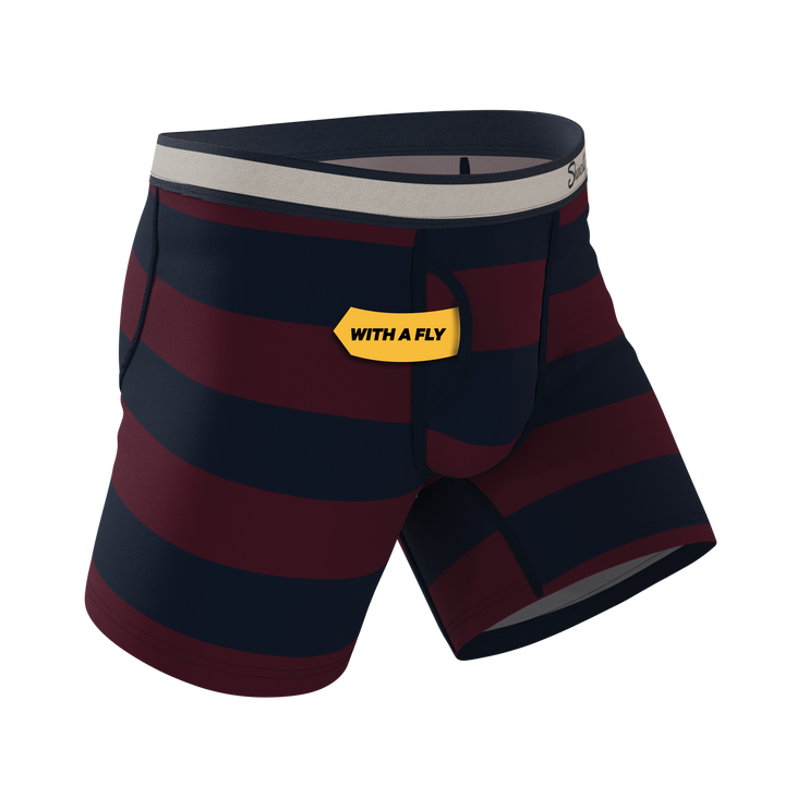 Shinesty The Pitch rugby stripe Ball Hammock underwear with fly – men's rugby stripe boxer brief fly