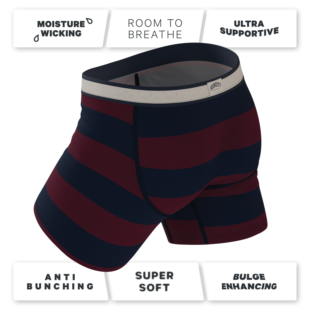Shinesty The Pitch rugby stripe Ball Hammock underwear with fly – men's rugby stripe boxer brief fly