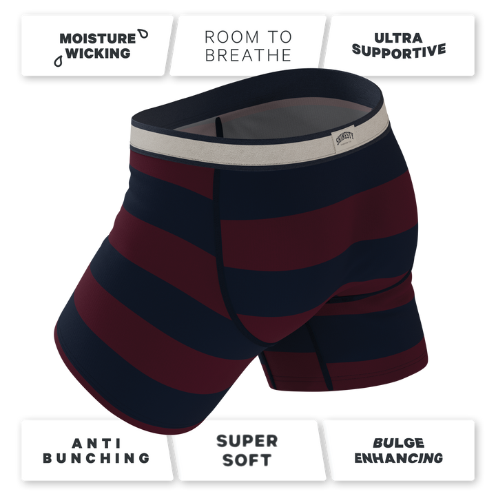 Shinesty The Pitch rugby stripe Ball Hammock underwear with fly – men's rugby stripe boxer brief fly