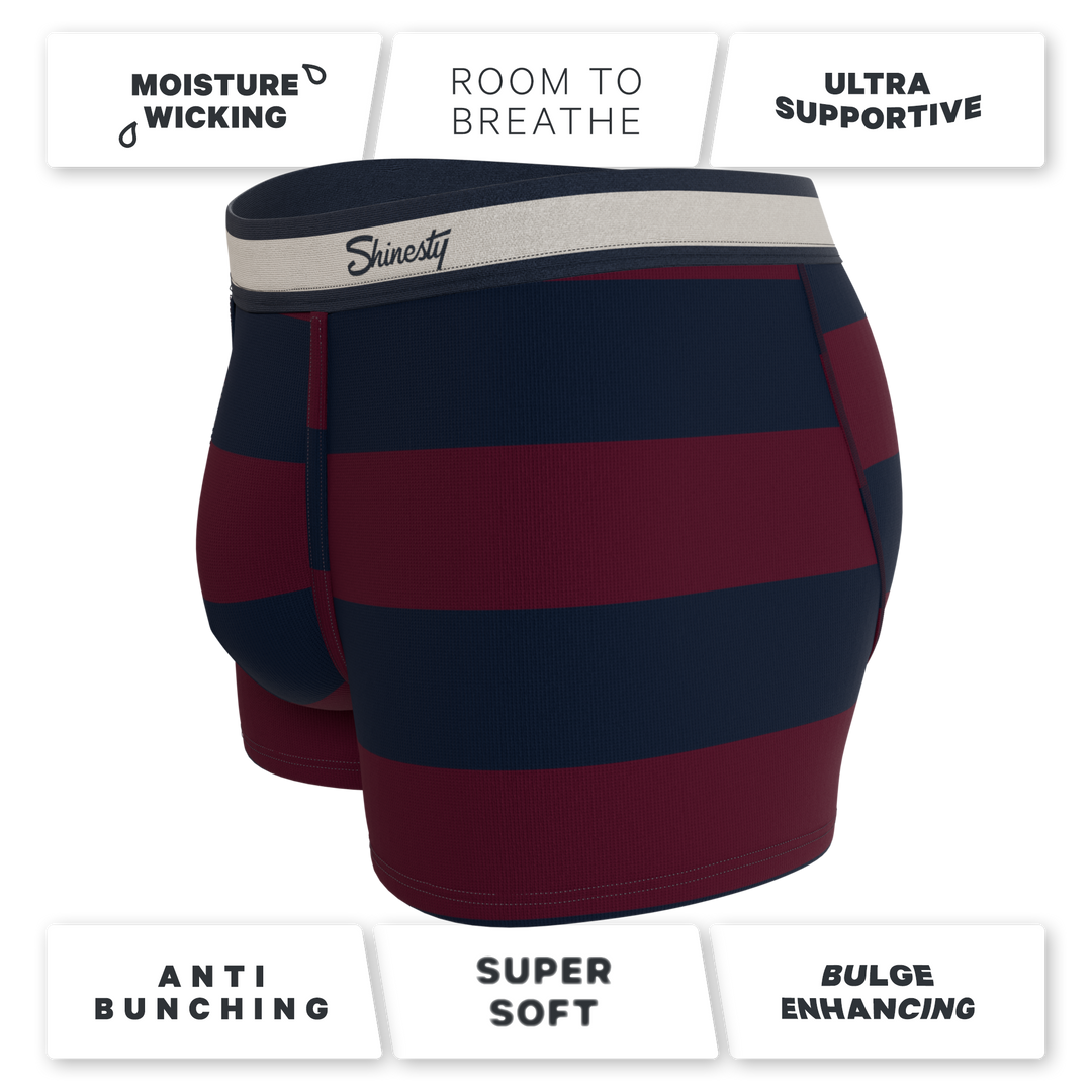 Shinesty The Pitch rugby stripe Ball Hammock pouch trunks – men's rugby stripe trunk underwear