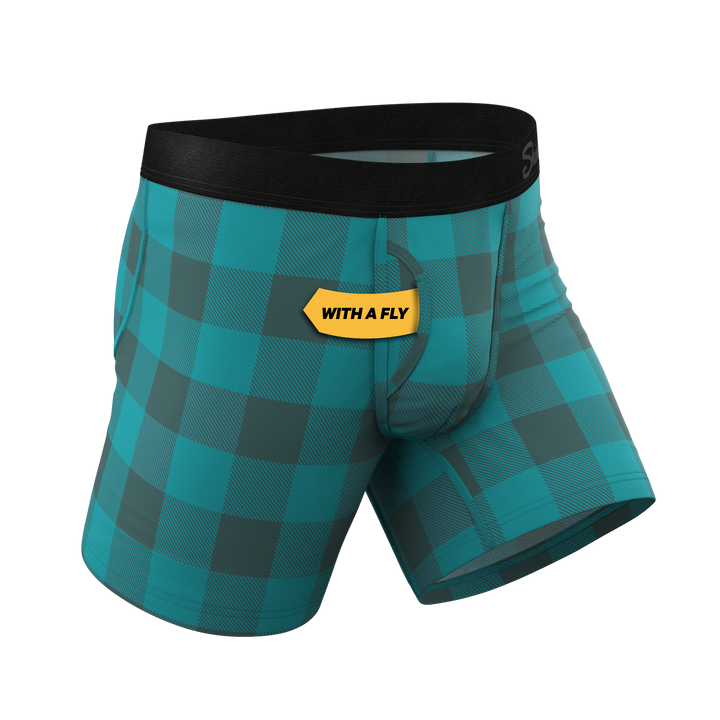 Green Buffalo Check Plaid Underwear | Ball Hammock® Pouch with Fly