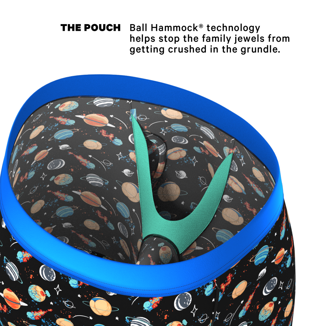 The Personal Space: Men's Outer Space Print Long Leg Boxer Briefs with Ball Hammock® Pouch & Fly