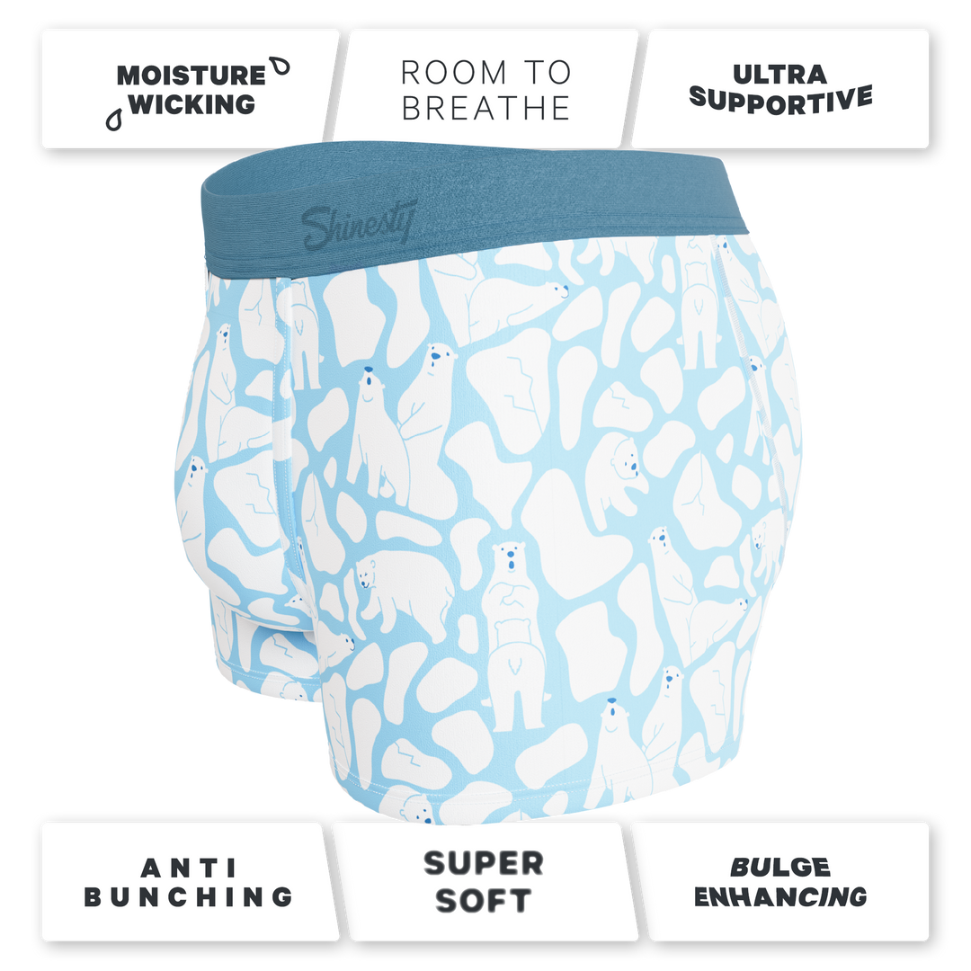 Shinesty Men's Ball Hammock Pouch Trunks - Polar Bear Print MicroModal Moisture Wicking Underwear, The Polar Polka