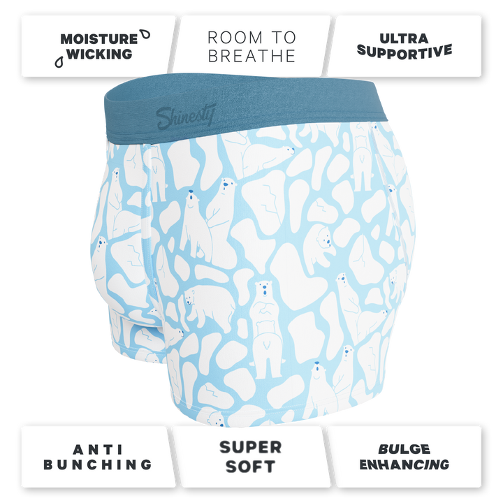 Shinesty Men's Ball Hammock Pouch Trunks - Polar Bear Print MicroModal Moisture Wicking Underwear, The Polar Polka