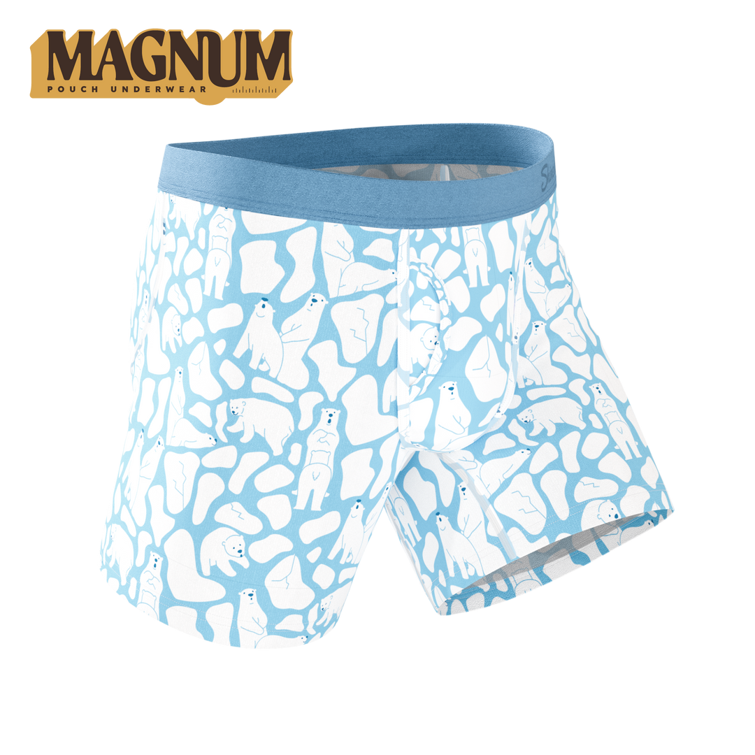 Shinesty Men's Ball Hammock Magnum Pouch Boxer Briefs - 6" Inseam Polar Bear Print MicroModal Underwear, The Polar Polka